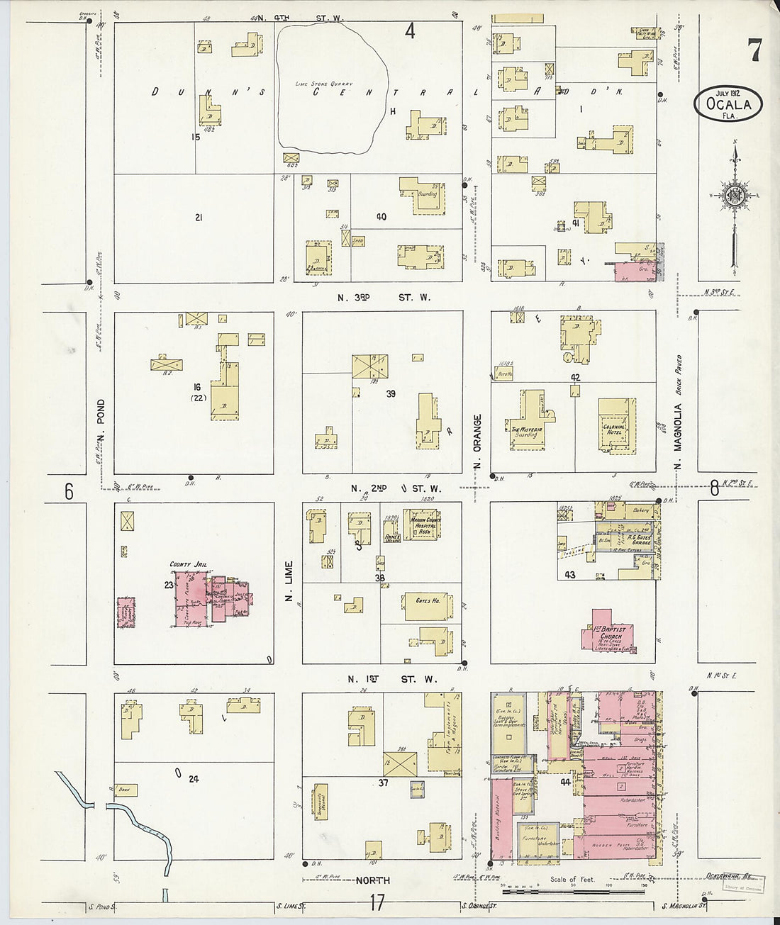 This old map of Ocala, Marion County, Florida was created by Sanborn Map Company in 1912