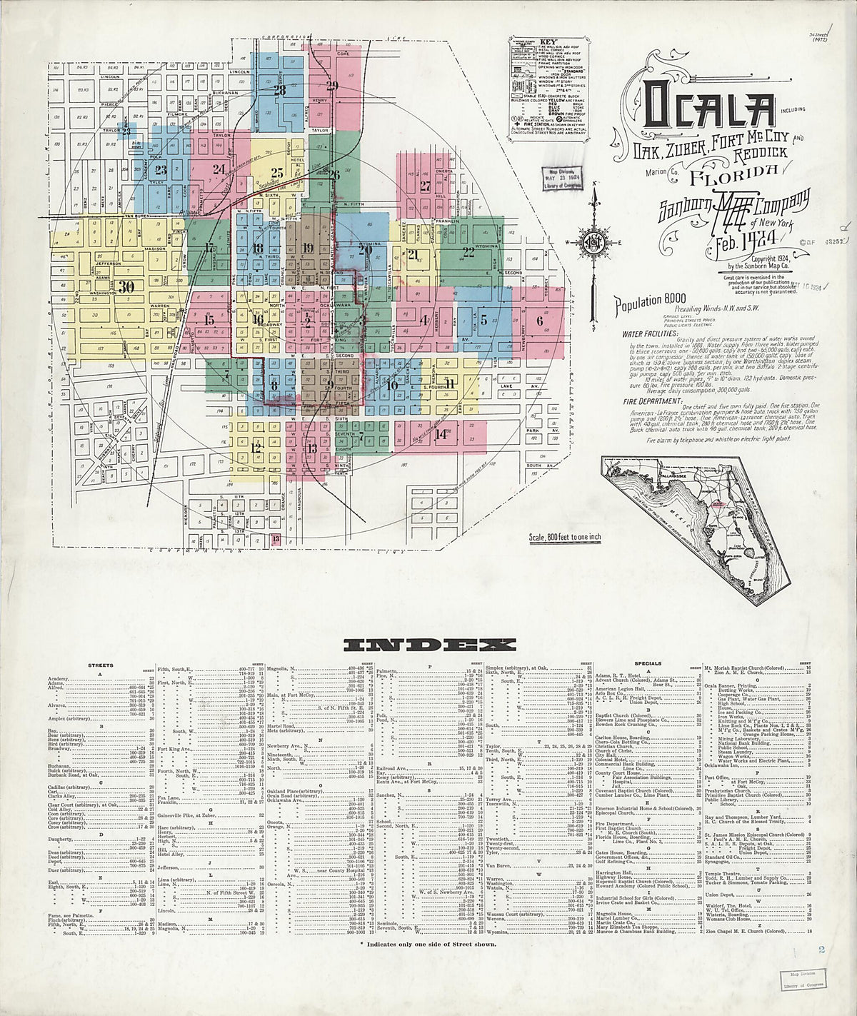 Ocala, Marion County, Florida 1924 (Sheet 1) by Relic Map Company