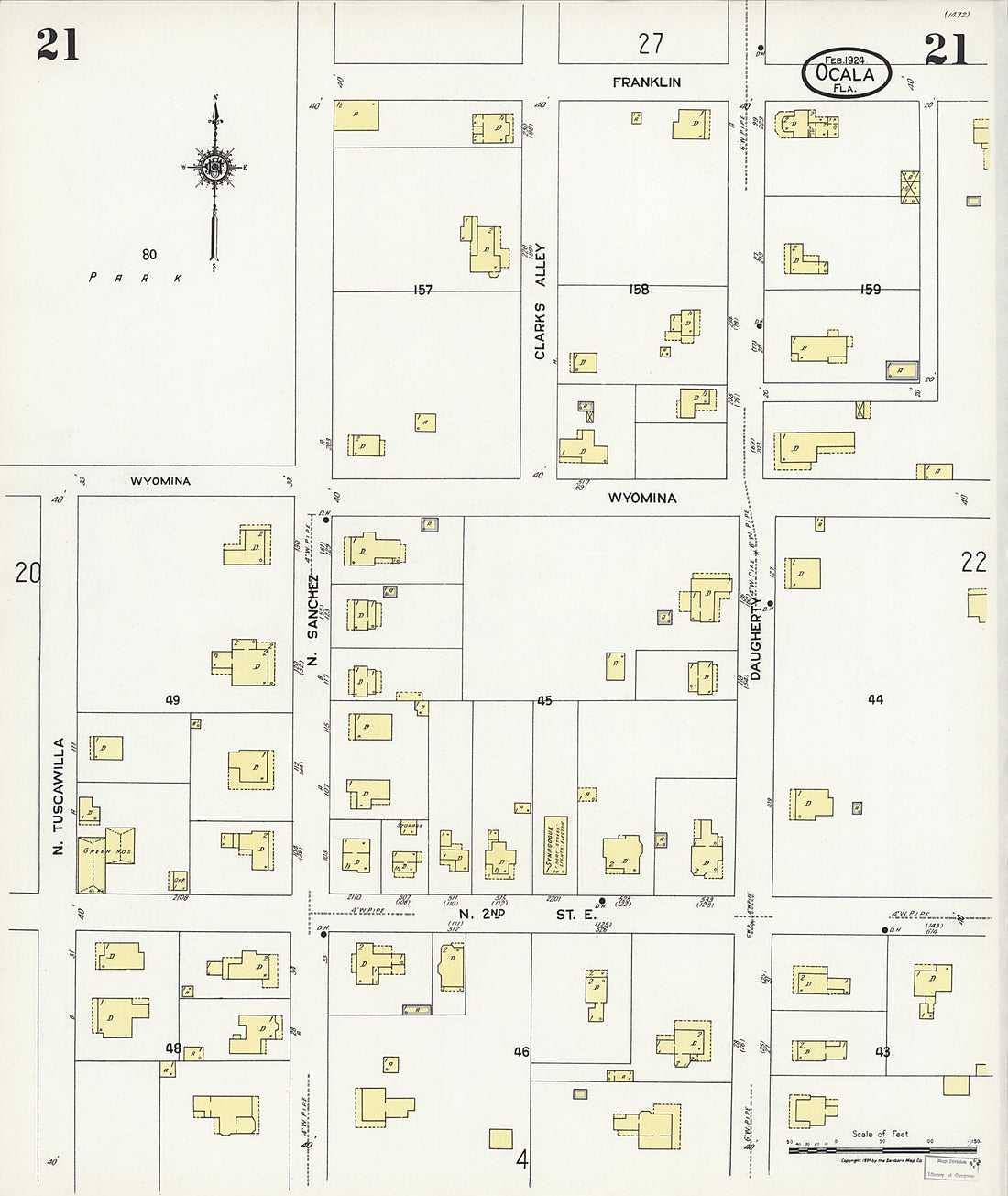 This old map of Zuber, Marion County, Florida was created by Sanborn Map Company in 1924