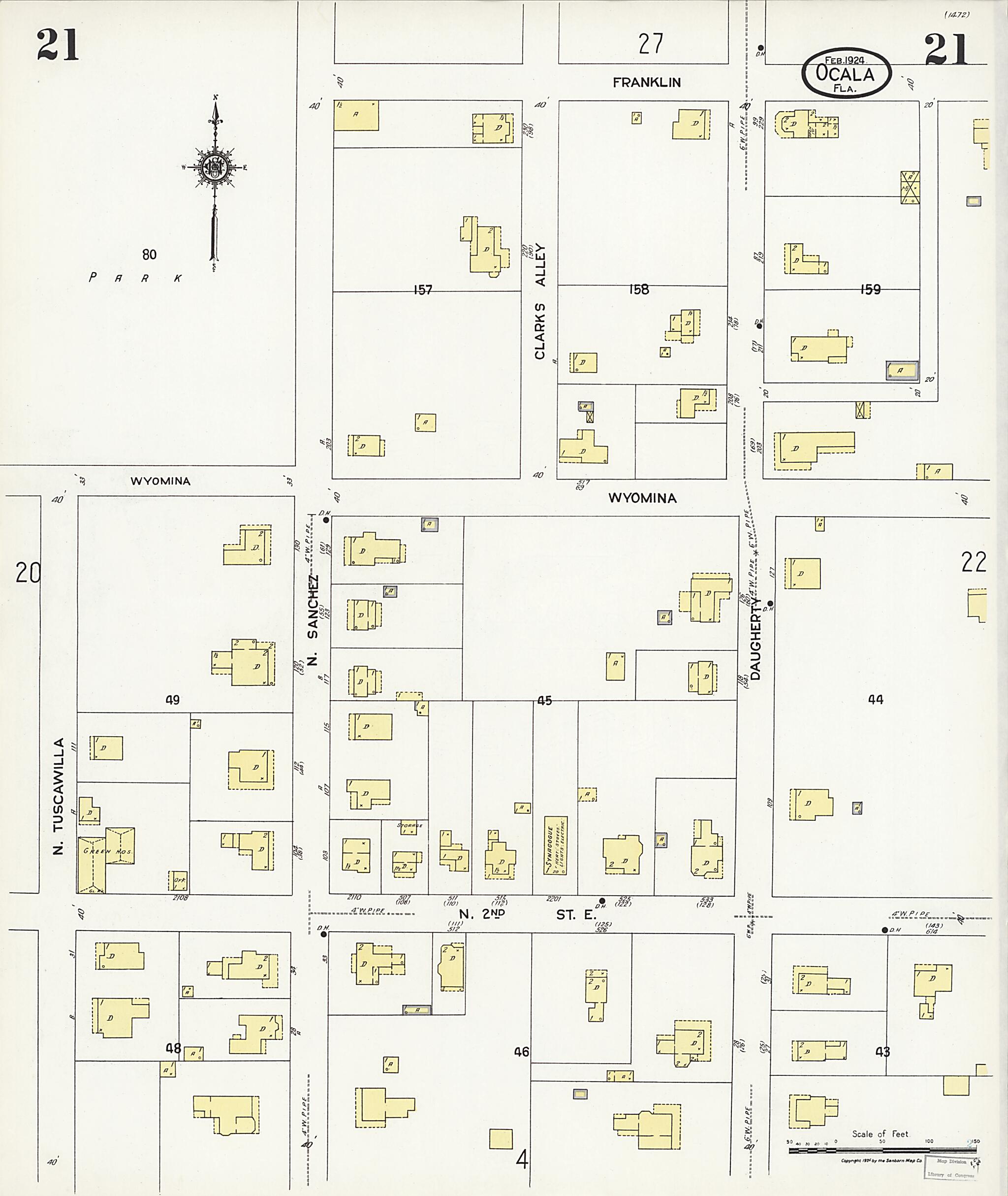 This old map of Zuber, Marion County, Florida was created by Sanborn Map Company in 1924