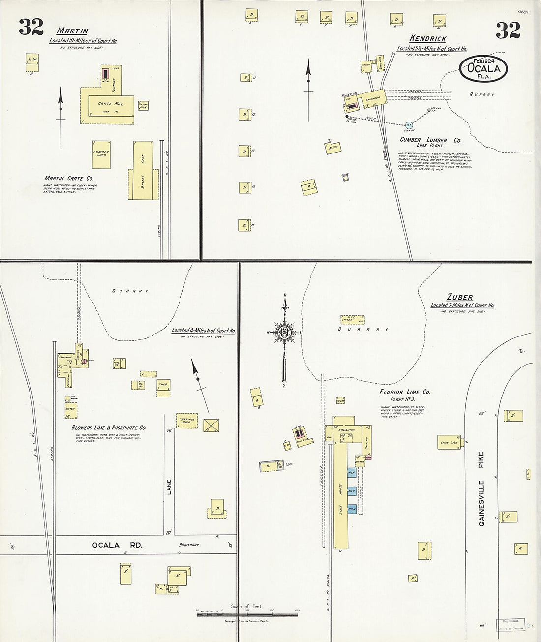 This old map of Zuber, Marion County, Florida was created by Sanborn Map Company in 1924