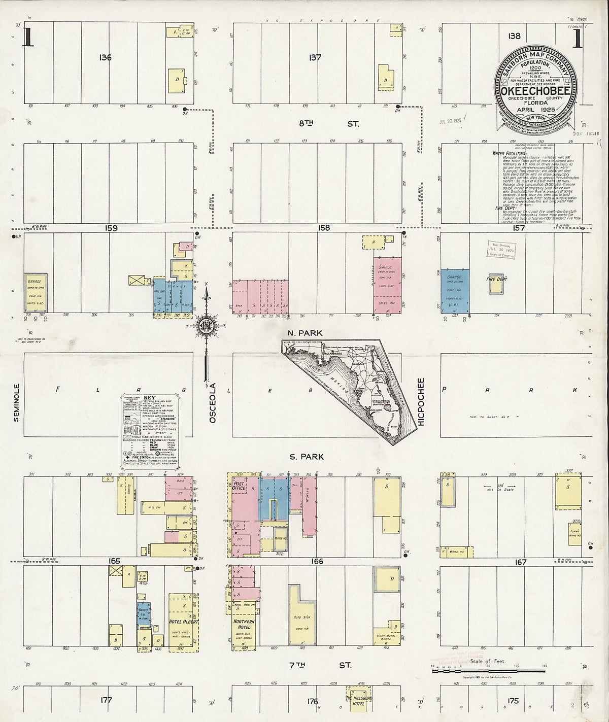 Okeechobee, Okeechobee County, Florida 1925 (Sheet 1 of 2) by Relic Map Company