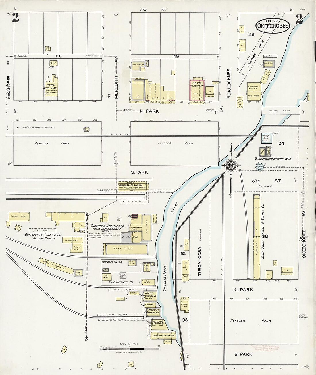 This old map of Okeechobee, Okeechobee County, Florida was created by Sanborn Map Company in 1925