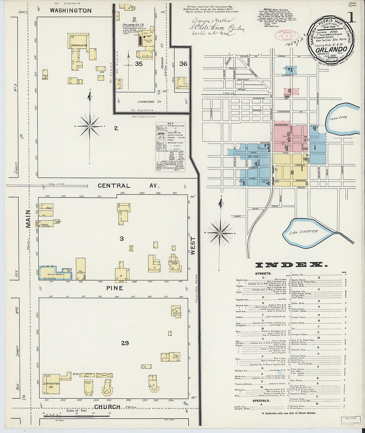 Orlando, Orange County, Florida 1892 (Sheet 1 of 4) by Relic Map Company