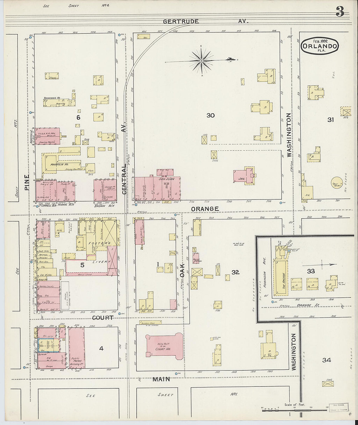 Orlando, Orange County, Florida 1892 (Sheet 3 of 4) by Relic Map Company