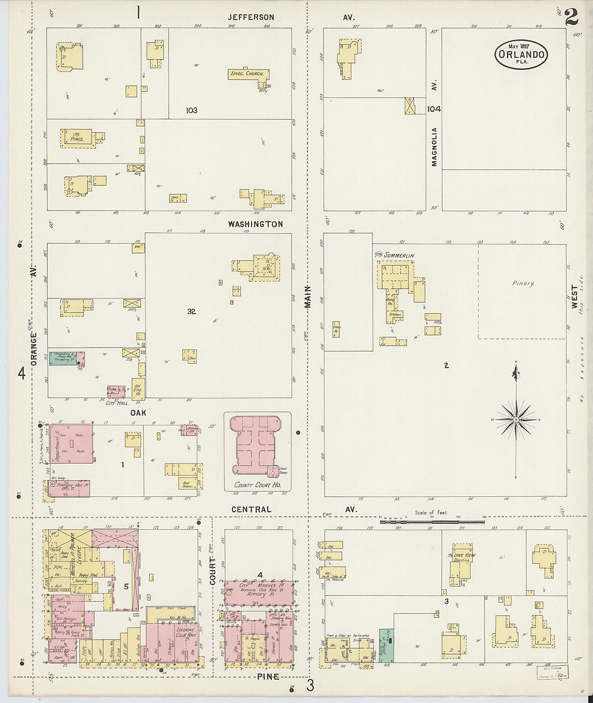This old map of Orlando, Orange County, Florida was created by Sanborn Map Company in 1897