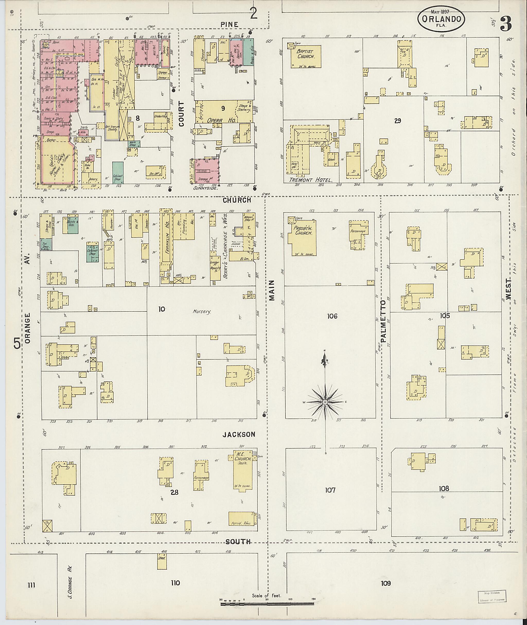 This old map of Orlando, Orange County, Florida was created by Sanborn Map Company in 1897