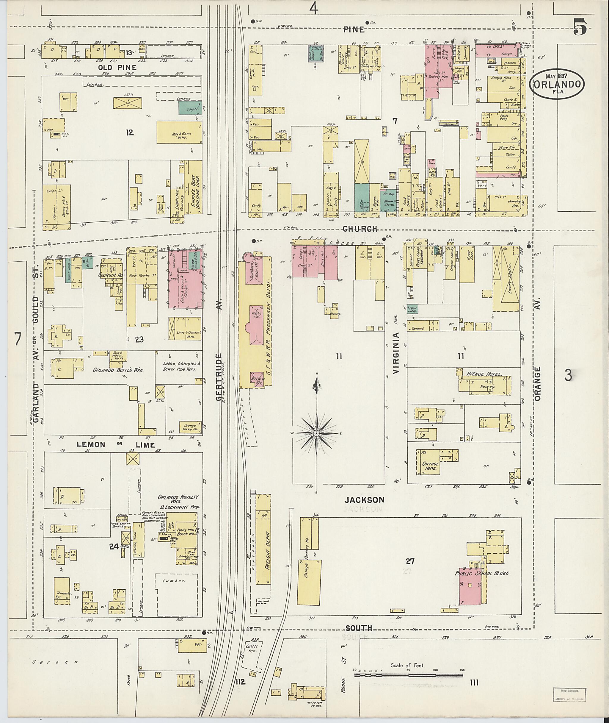 This old map of Orlando, Orange County, Florida was created by Sanborn Map Company in 1897