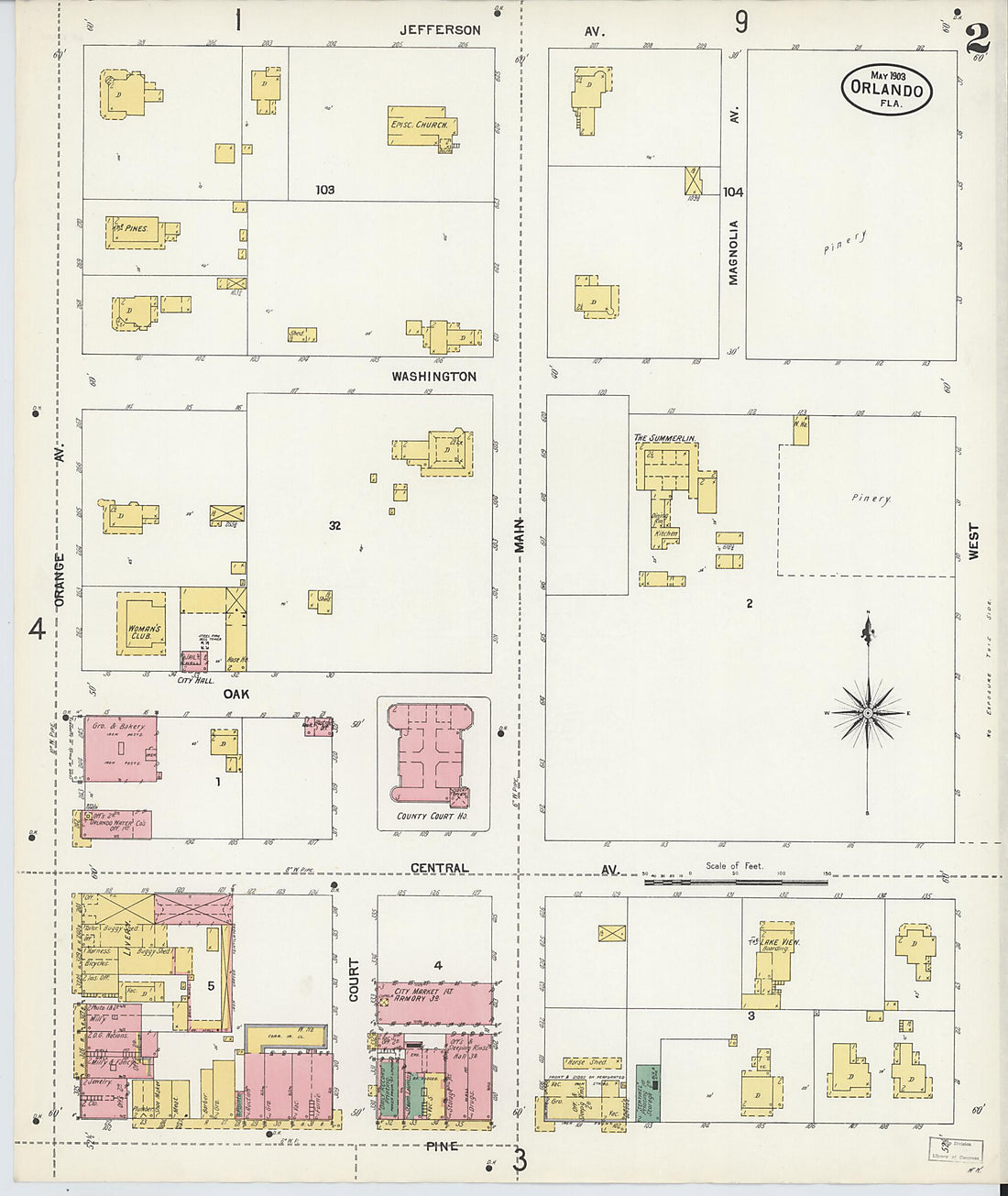 This old map of Orlando, Orange County, Florida was created by Sanborn Map Company in 1903