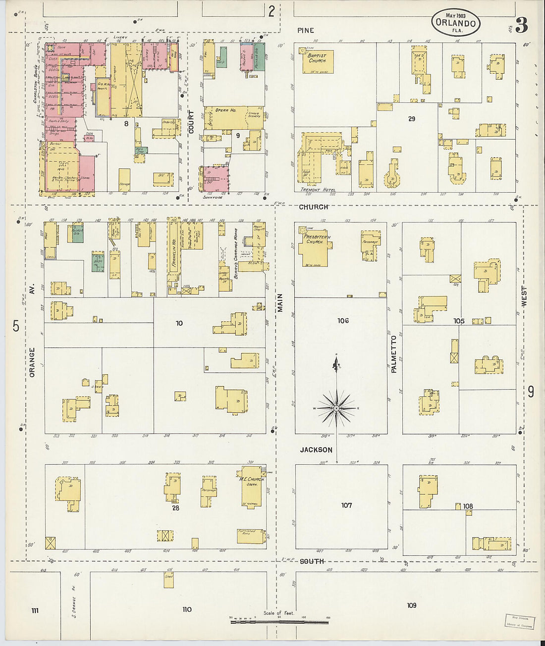 This old map of Orlando, Orange County, Florida was created by Sanborn Map Company in 1903