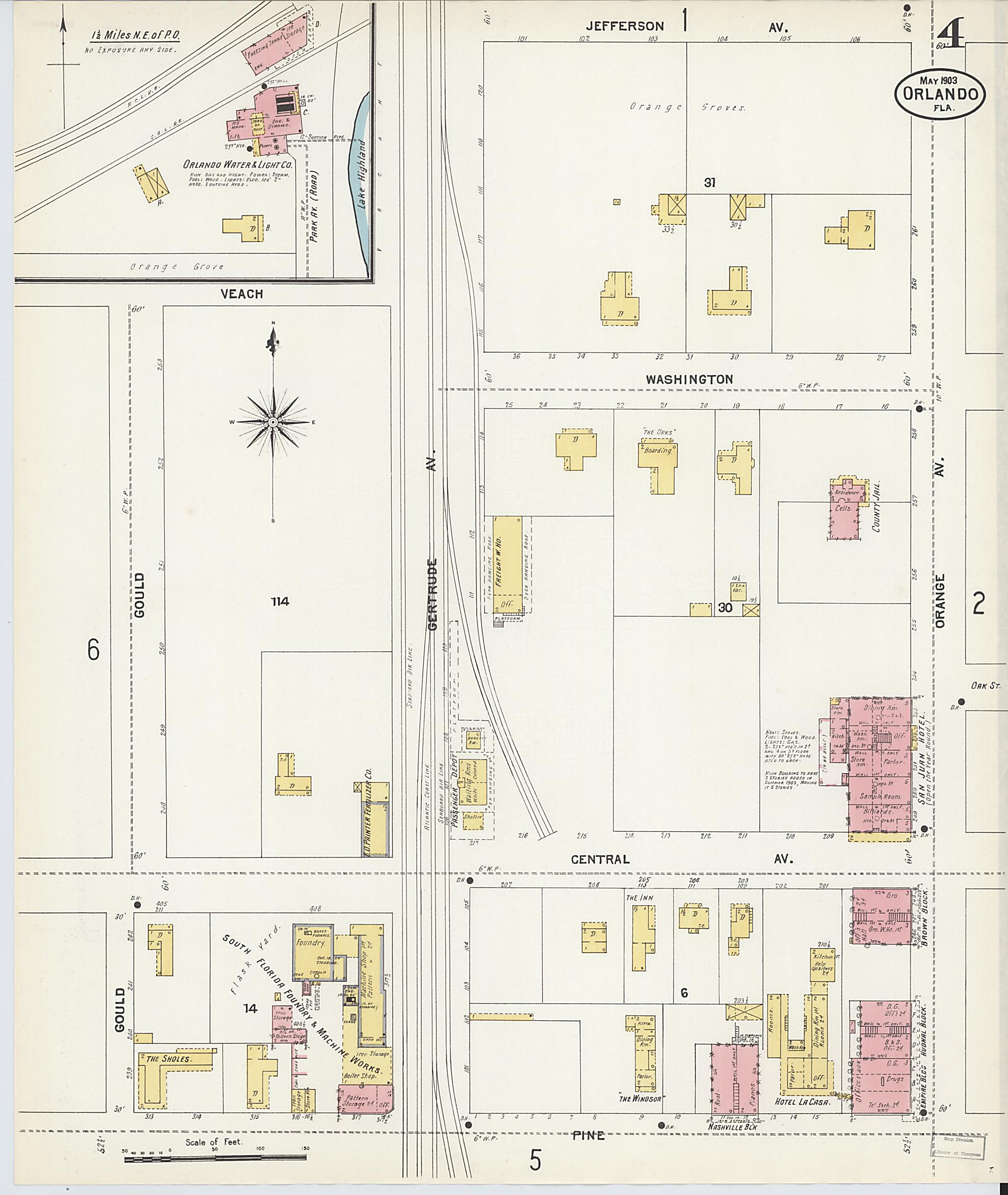This old map of Orlando, Orange County, Florida was created by Sanborn Map Company in 1903