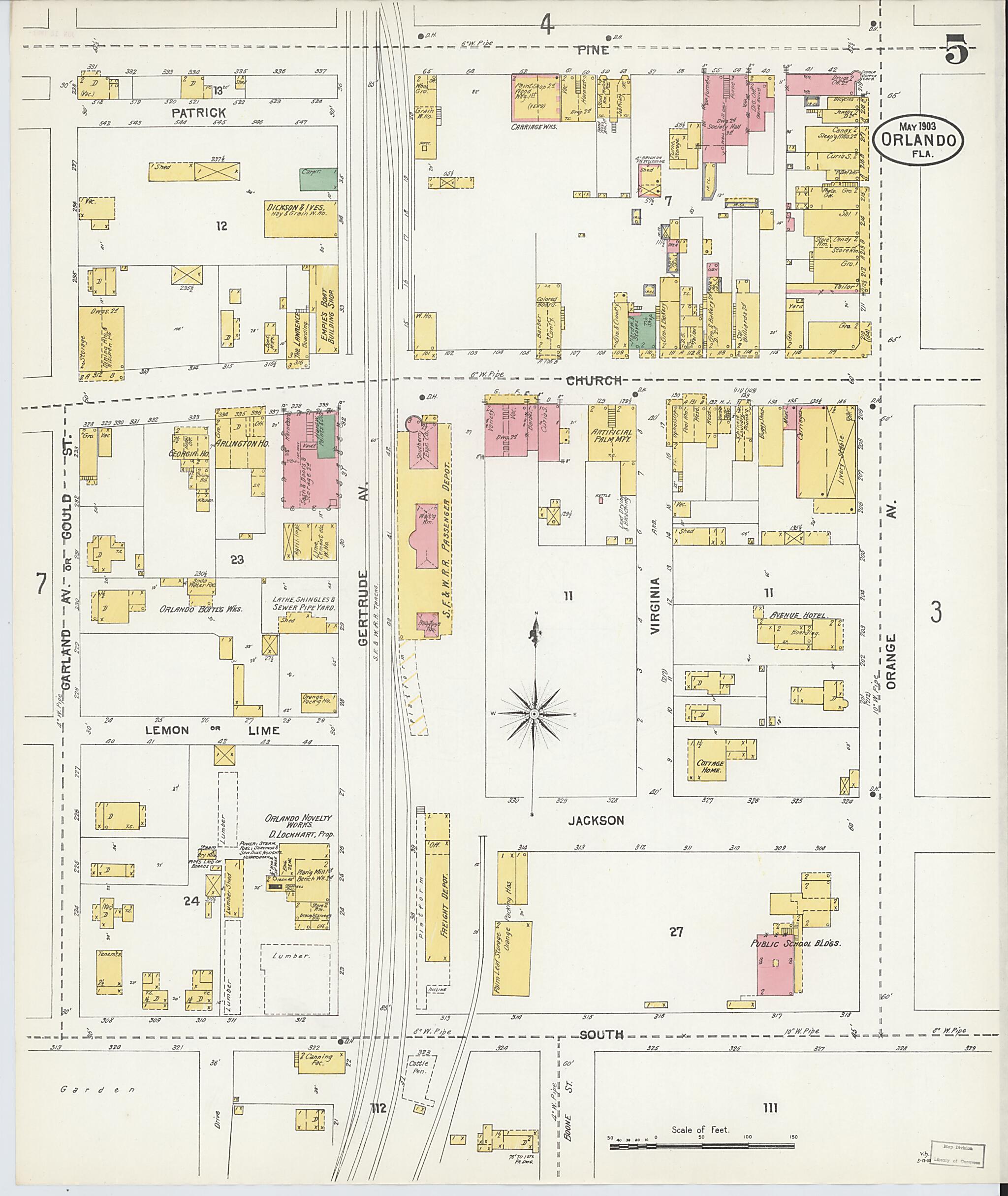 This old map of Orlando, Orange County, Florida was created by Sanborn Map Company in 1903