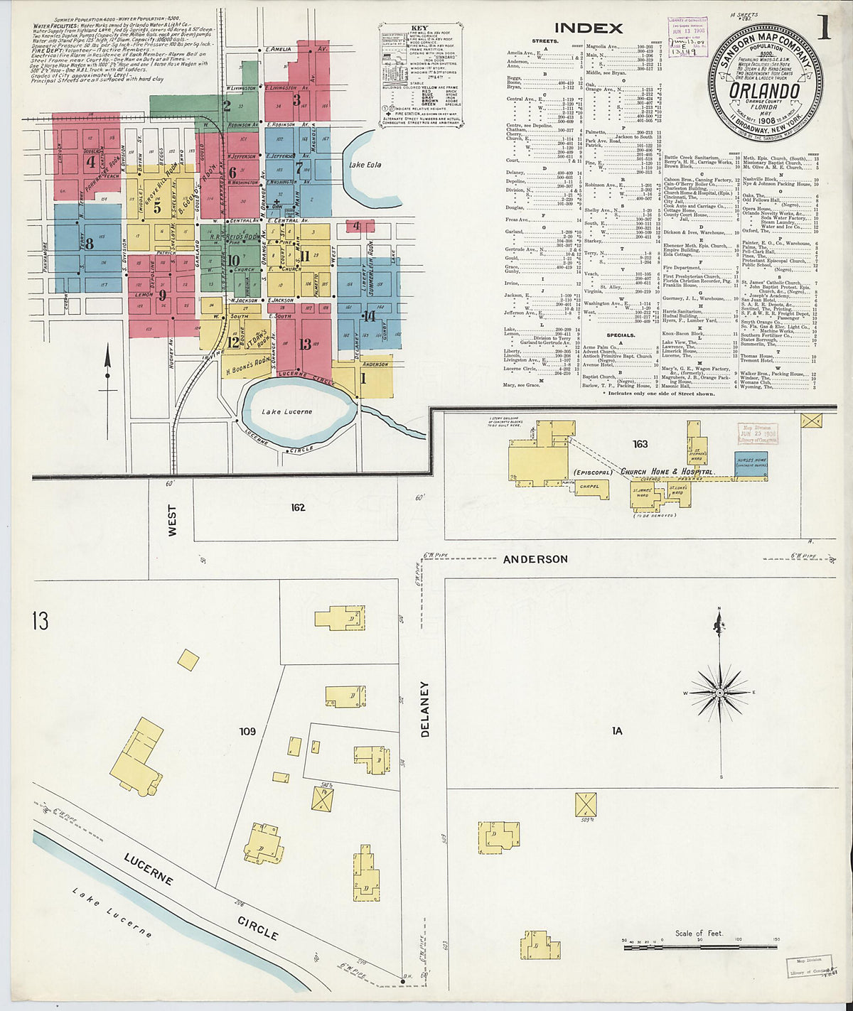 Orlando, Orange County, Florida 1908 (Sheet 1 of 14) by Relic Map Company
