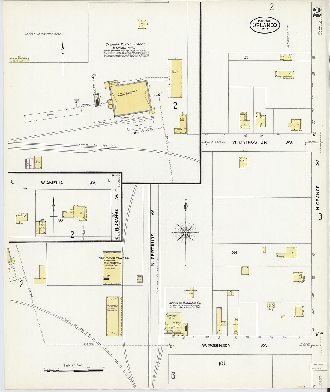 This old map of Orlando, Orange County, Florida was created by Sanborn Map Company in 1908