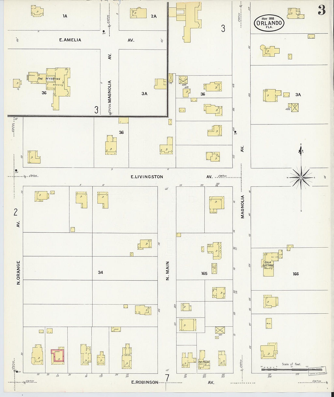 This old map of Orlando, Orange County, Florida was created by Sanborn Map Company in 1908