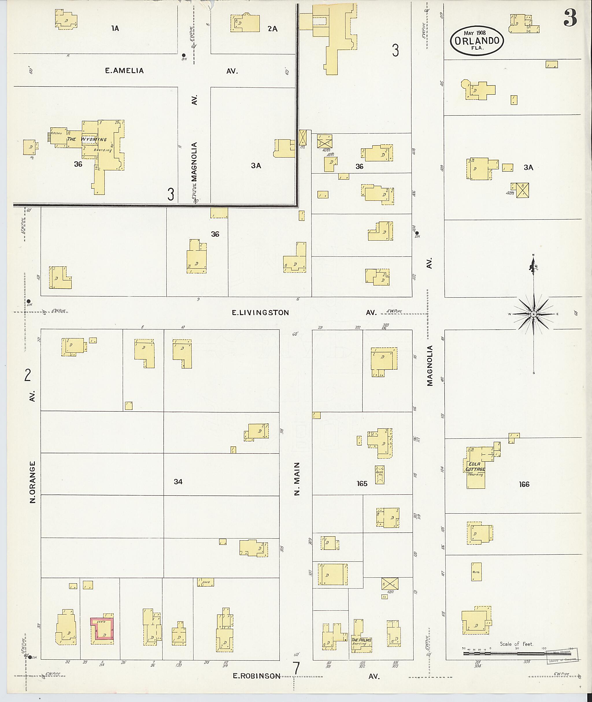 This old map of Orlando, Orange County, Florida was created by Sanborn Map Company in 1908