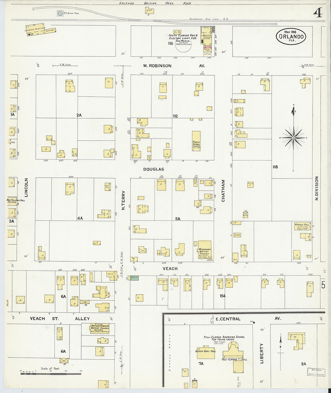 This old map of Orlando, Orange County, Florida was created by Sanborn Map Company in 1908