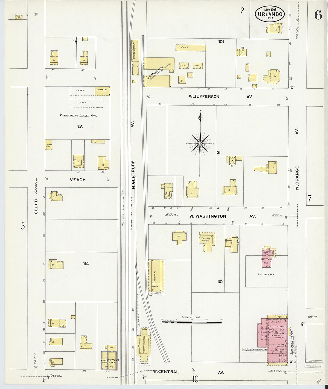This old map of Orlando, Orange County, Florida was created by Sanborn Map Company in 1908