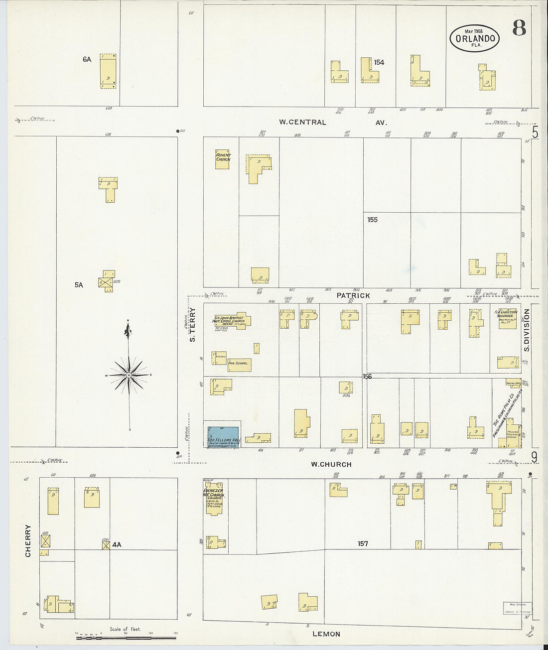This old map of Orlando, Orange County, Florida was created by Sanborn Map Company in 1908