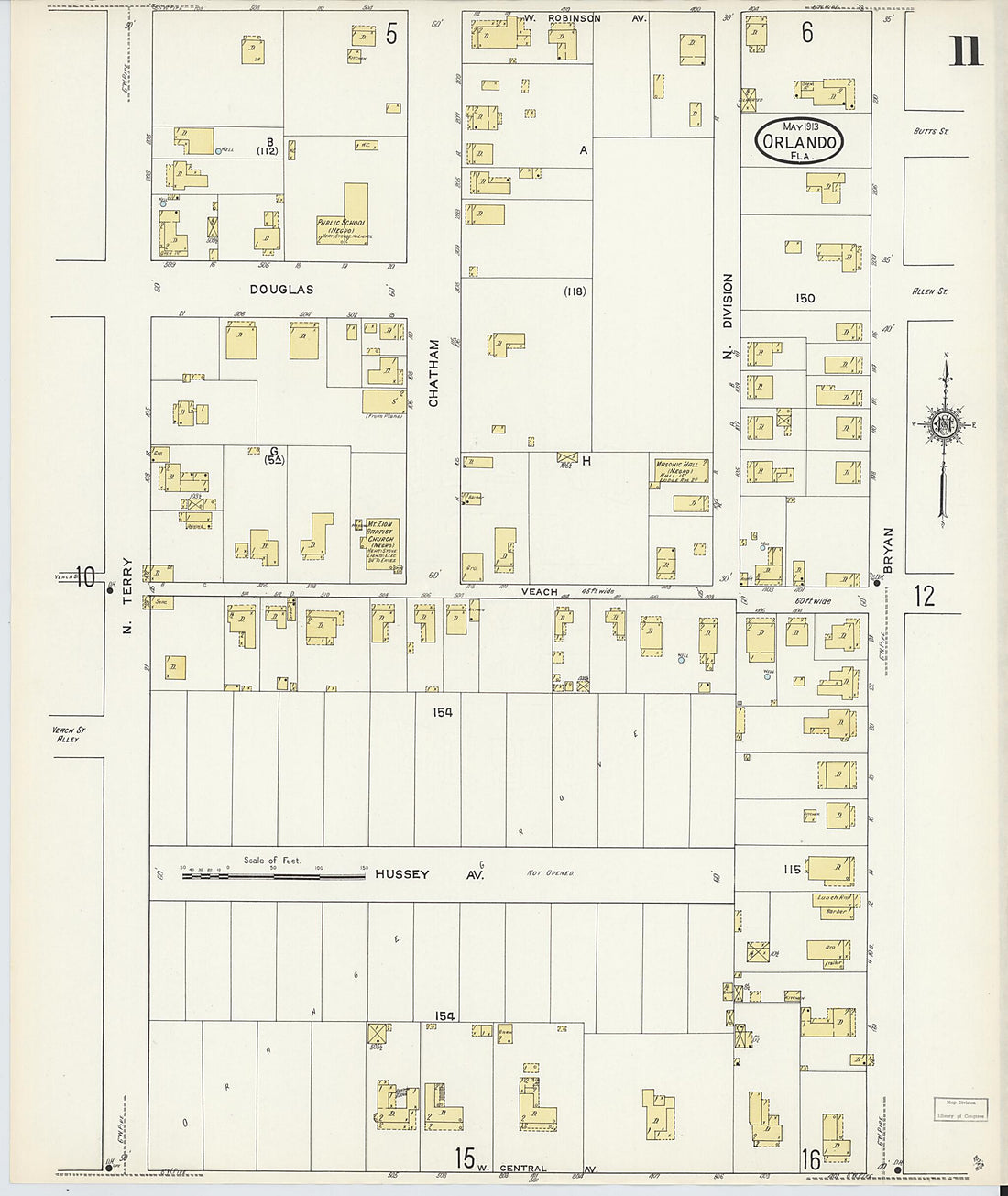 This old map of Orlando, Orange County, Florida was created by Sanborn Map Company in 1913