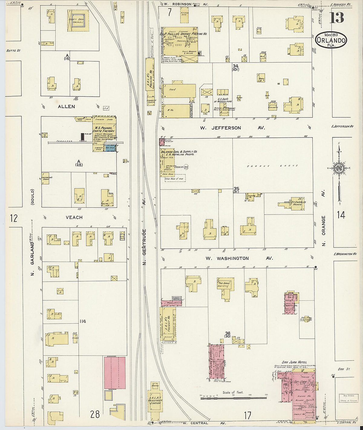 Orlando, Orange County, Florida 1913 (Sheet 13 of 28) by Relic Map Company