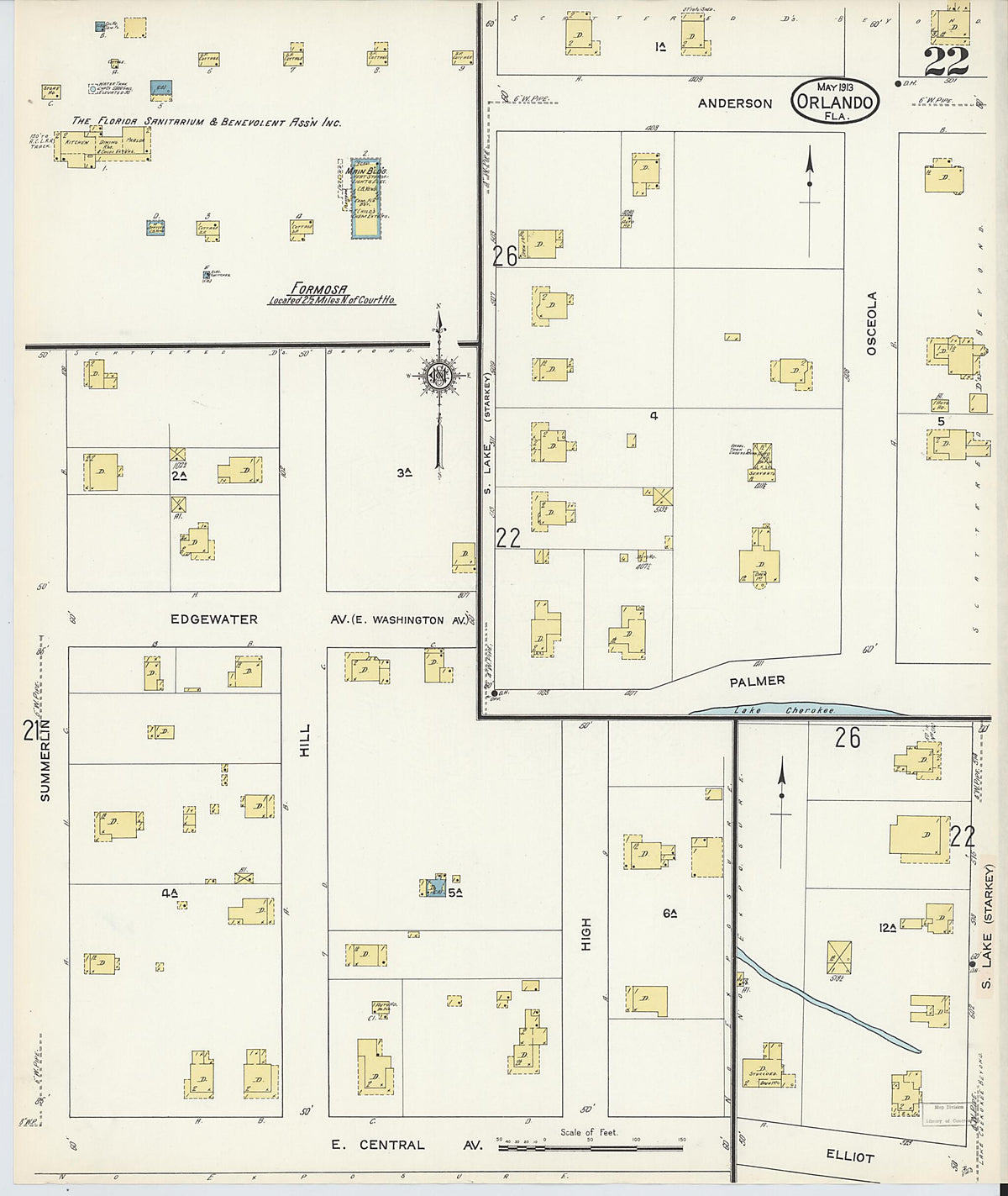 Orlando, Orange County, Florida 1913 (Sheet 22 of 28) by Relic Map Company