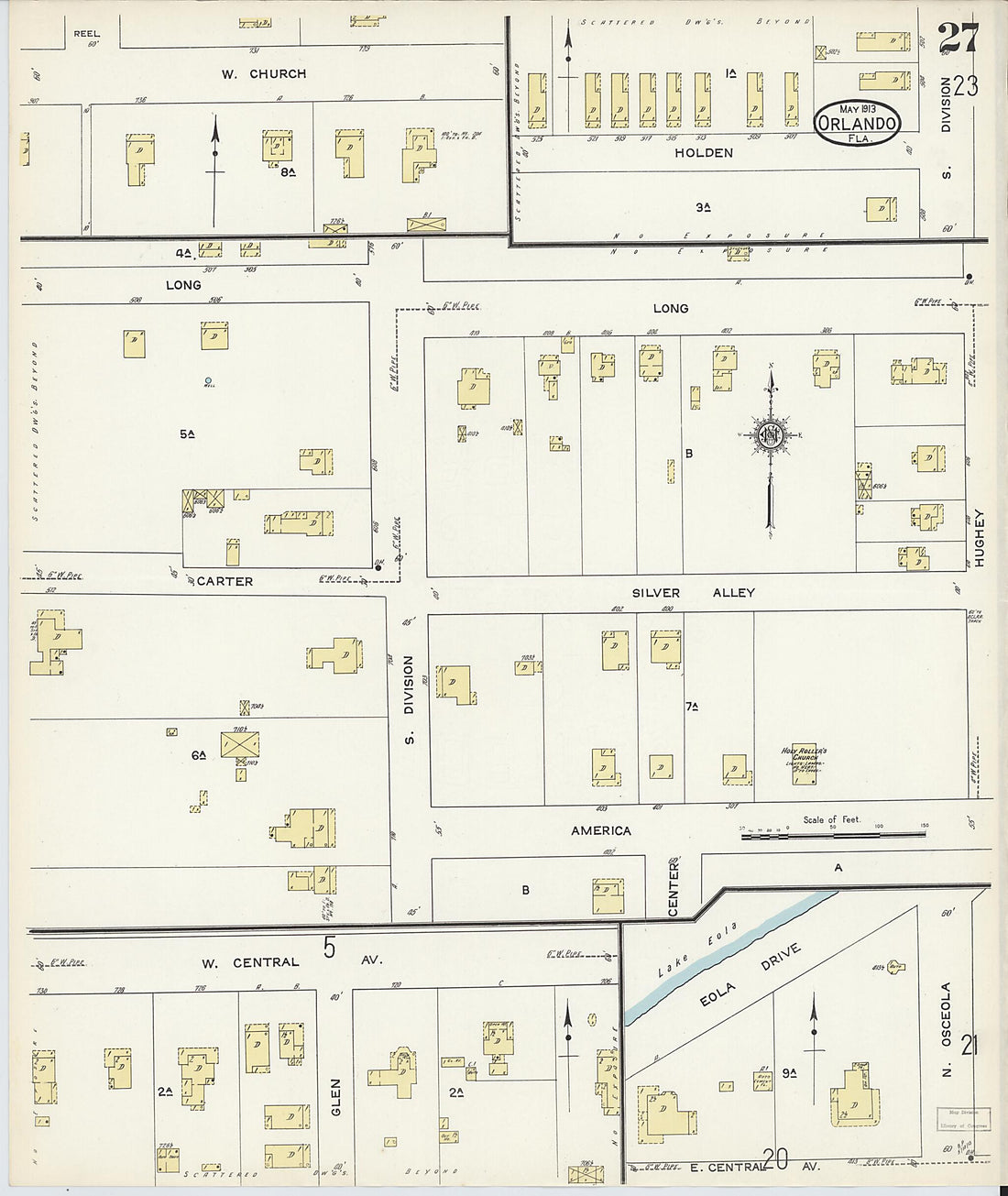 This old map of Orlando, Orange County, Florida was created by Sanborn Map Company in 1913