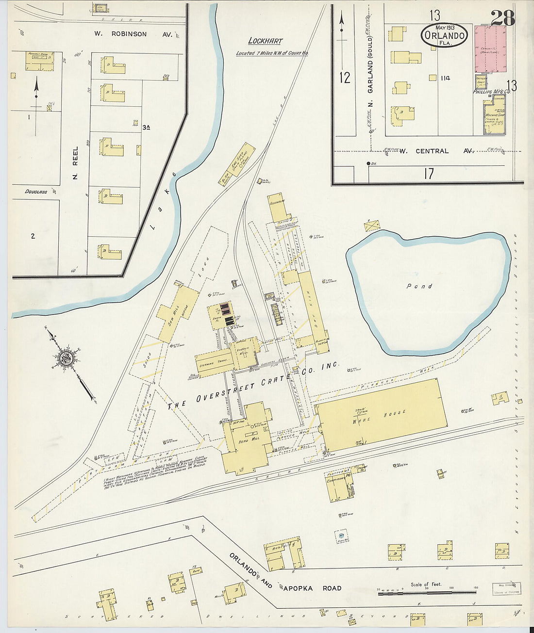 This old map of Orlando, Orange County, Florida was created by Sanborn Map Company in 1913