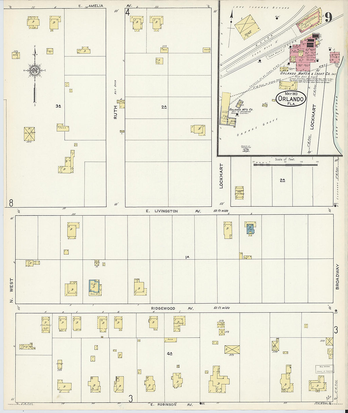 Orlando, Orange County, Florida 1913 (Sheet 9 of 28) by Relic Map Company