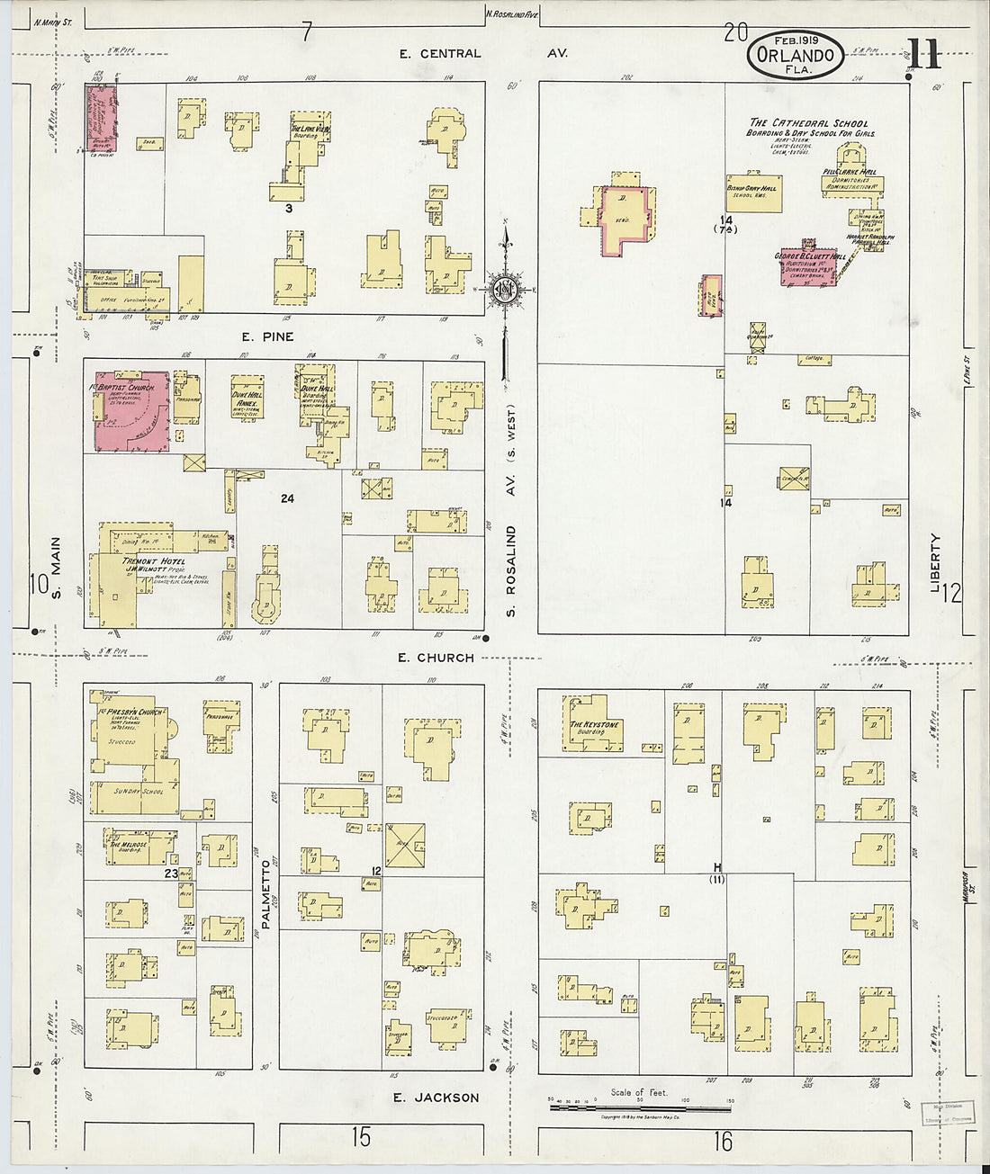 This old map of Orlando, Orange County, Florida was created by Sanborn Map Company in 1919