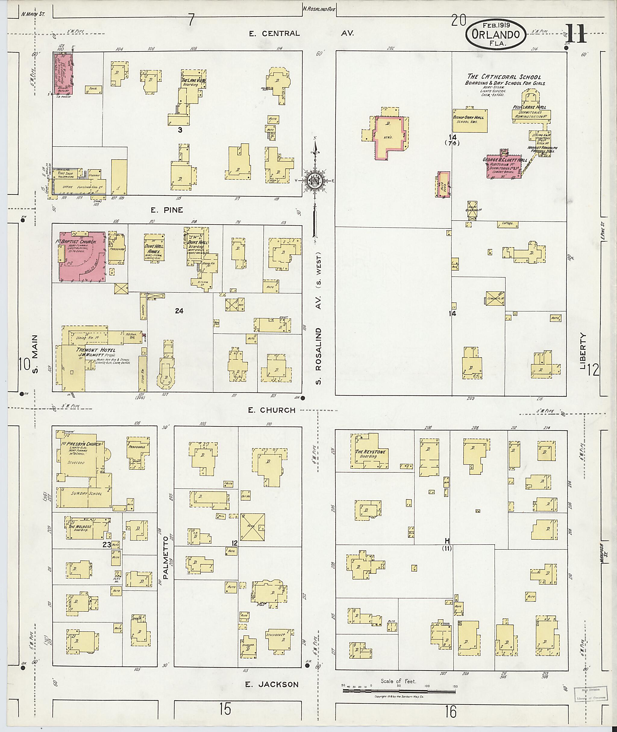 This old map of Orlando, Orange County, Florida was created by Sanborn Map Company in 1919