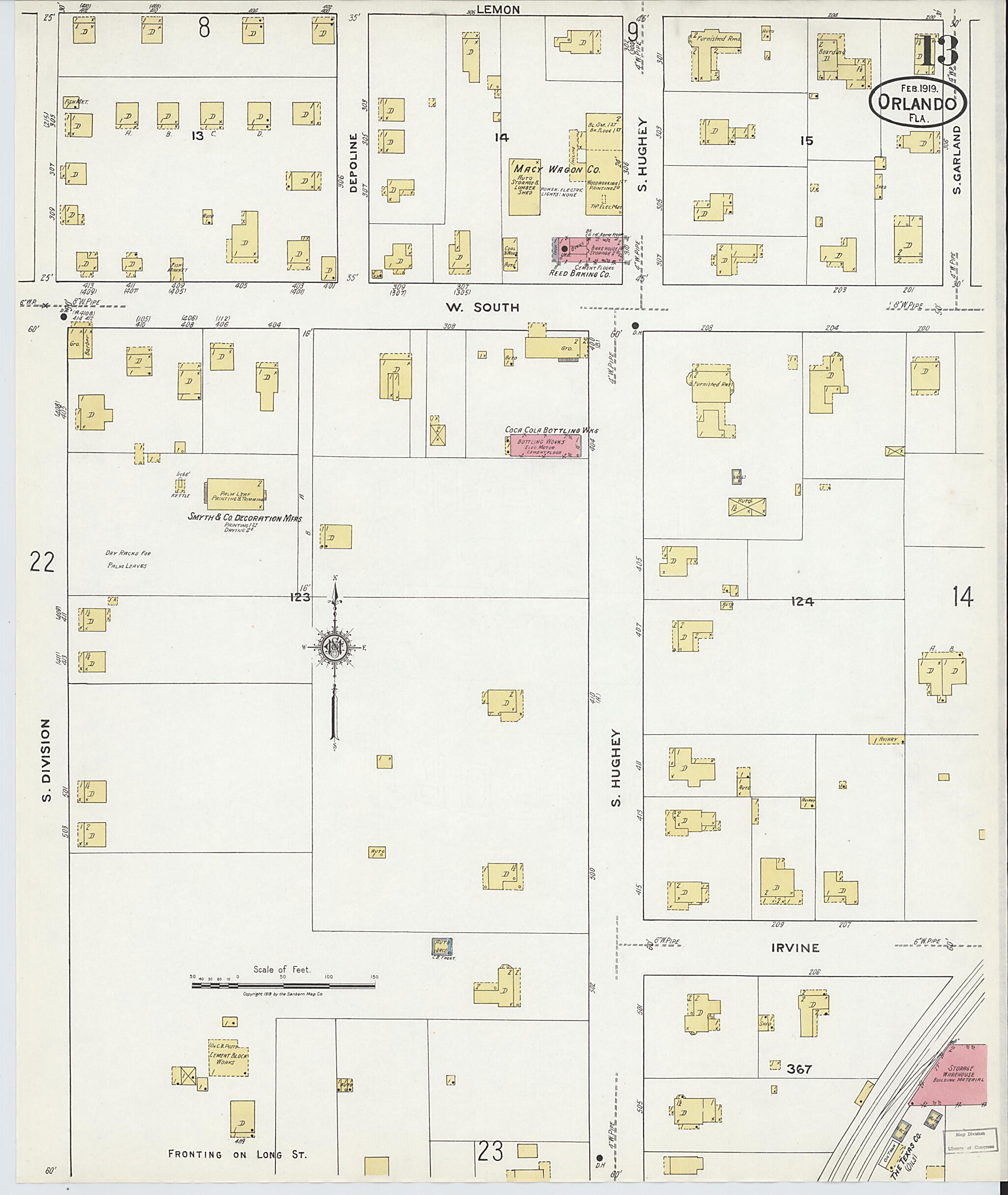 This old map of Orlando, Orange County, Florida was created by Sanborn Map Company in 1919