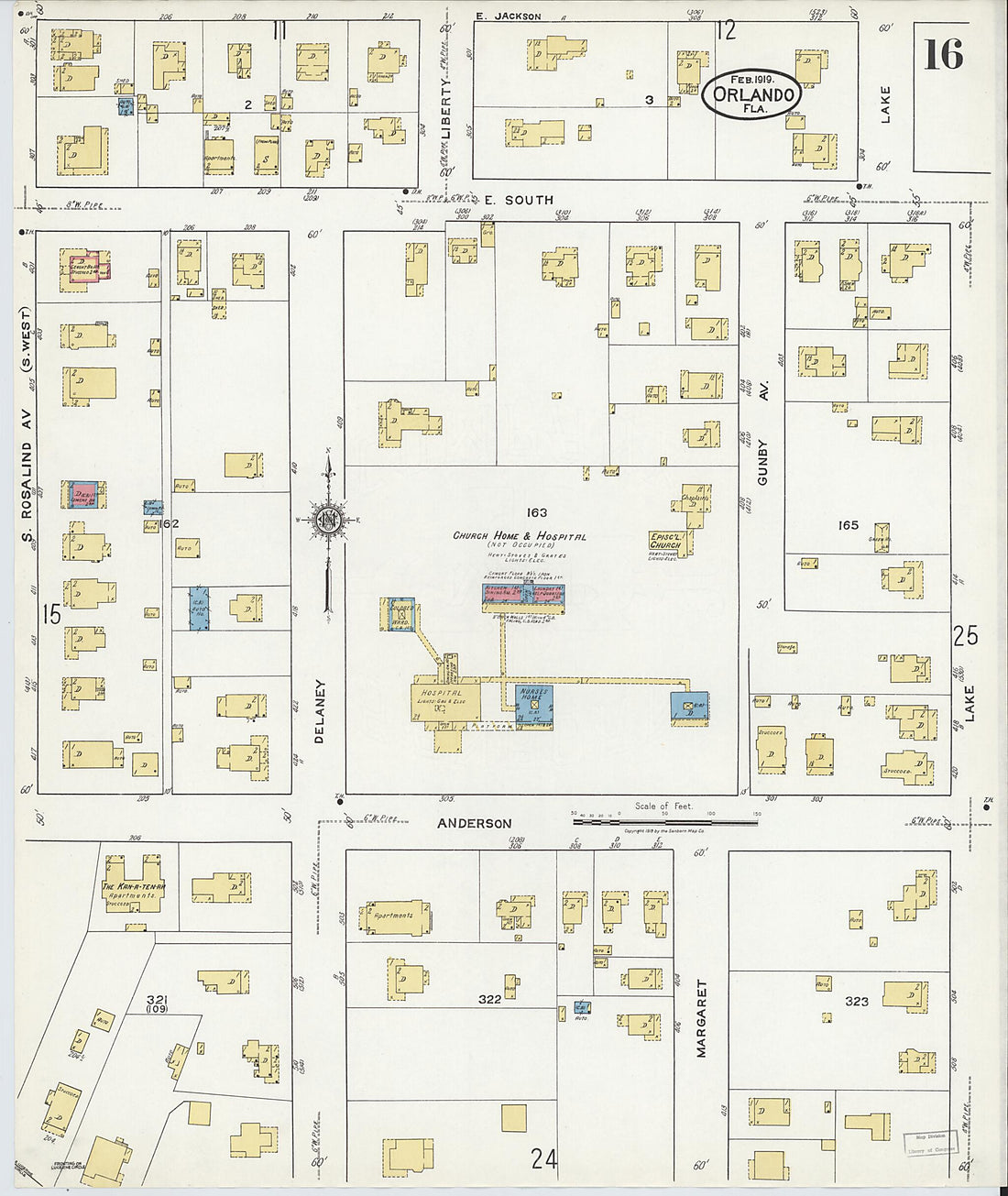 This old map of Orlando, Orange County, Florida was created by Sanborn Map Company in 1919