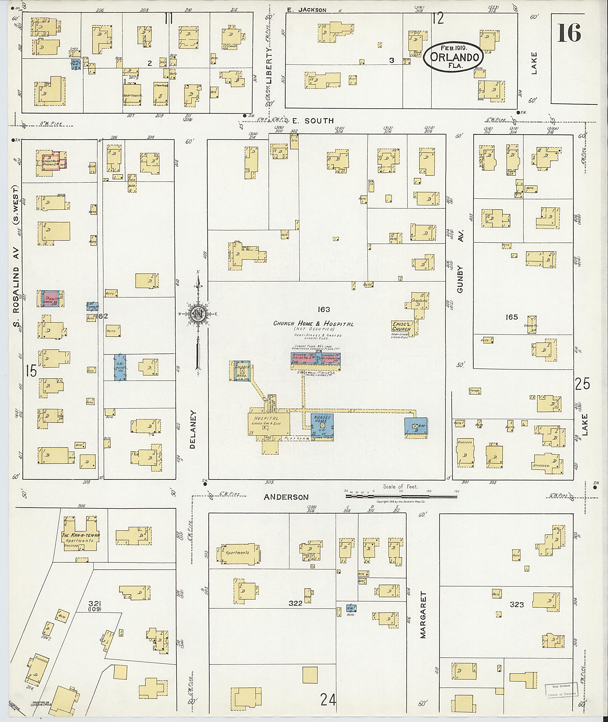 This old map of Orlando, Orange County, Florida was created by Sanborn Map Company in 1919