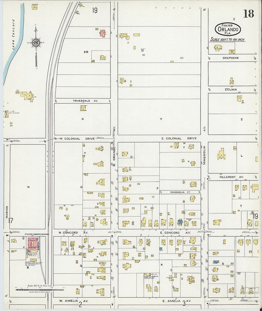 This old map of Orlando, Orange County, Florida was created by Sanborn Map Company in 1919