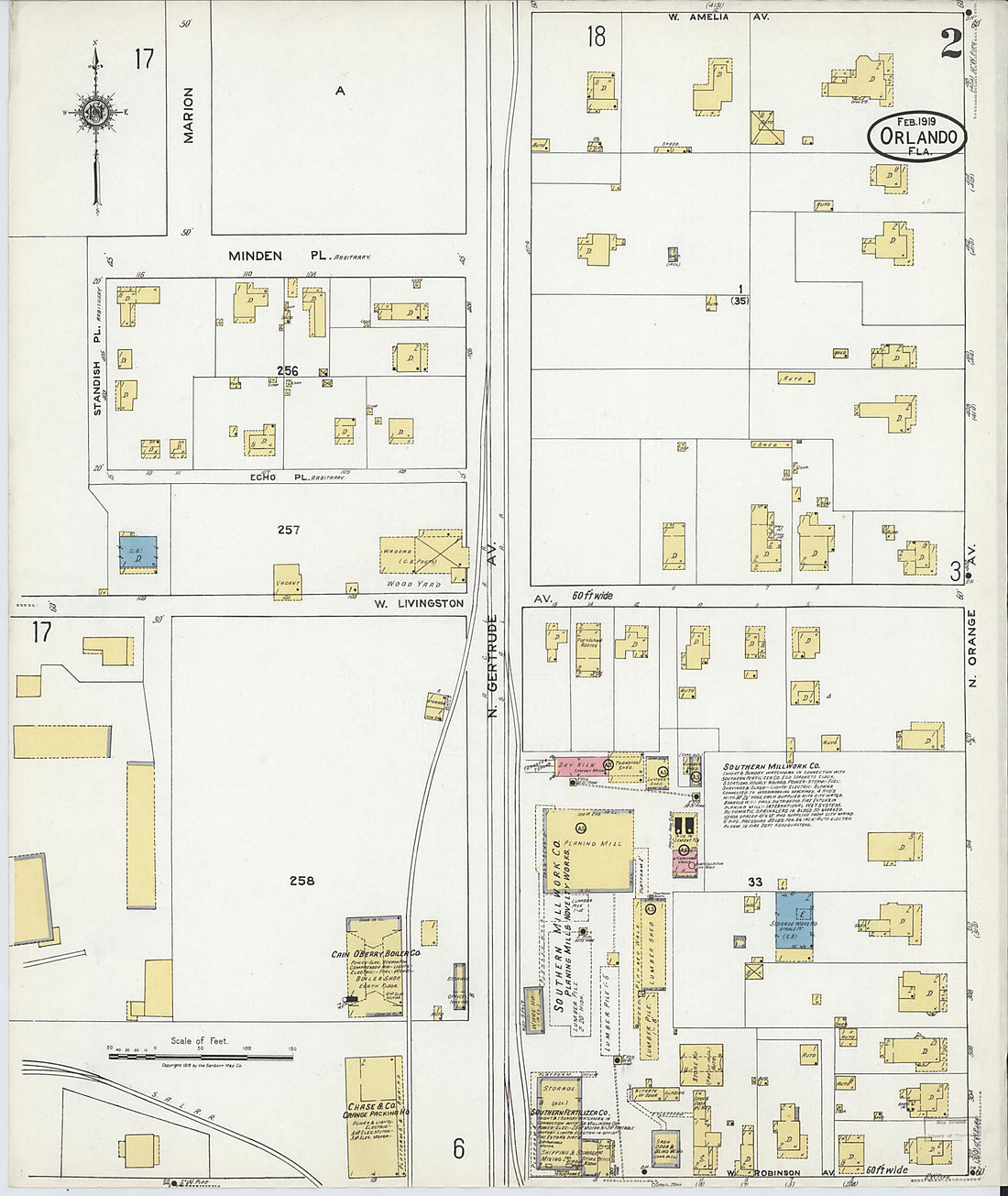 This old map of Orlando, Orange County, Florida was created by Sanborn Map Company in 1919