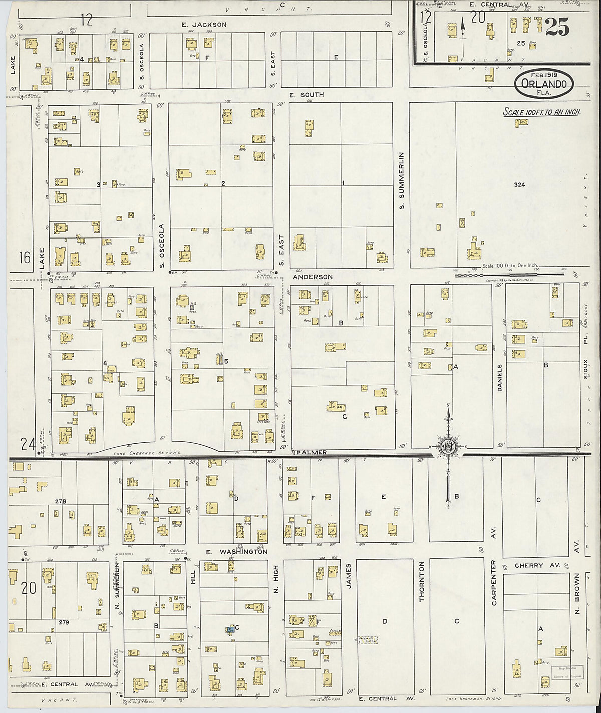 Orlando, Orange County, Florida 1919 (Sheet 25 of 25) by Relic Map Company