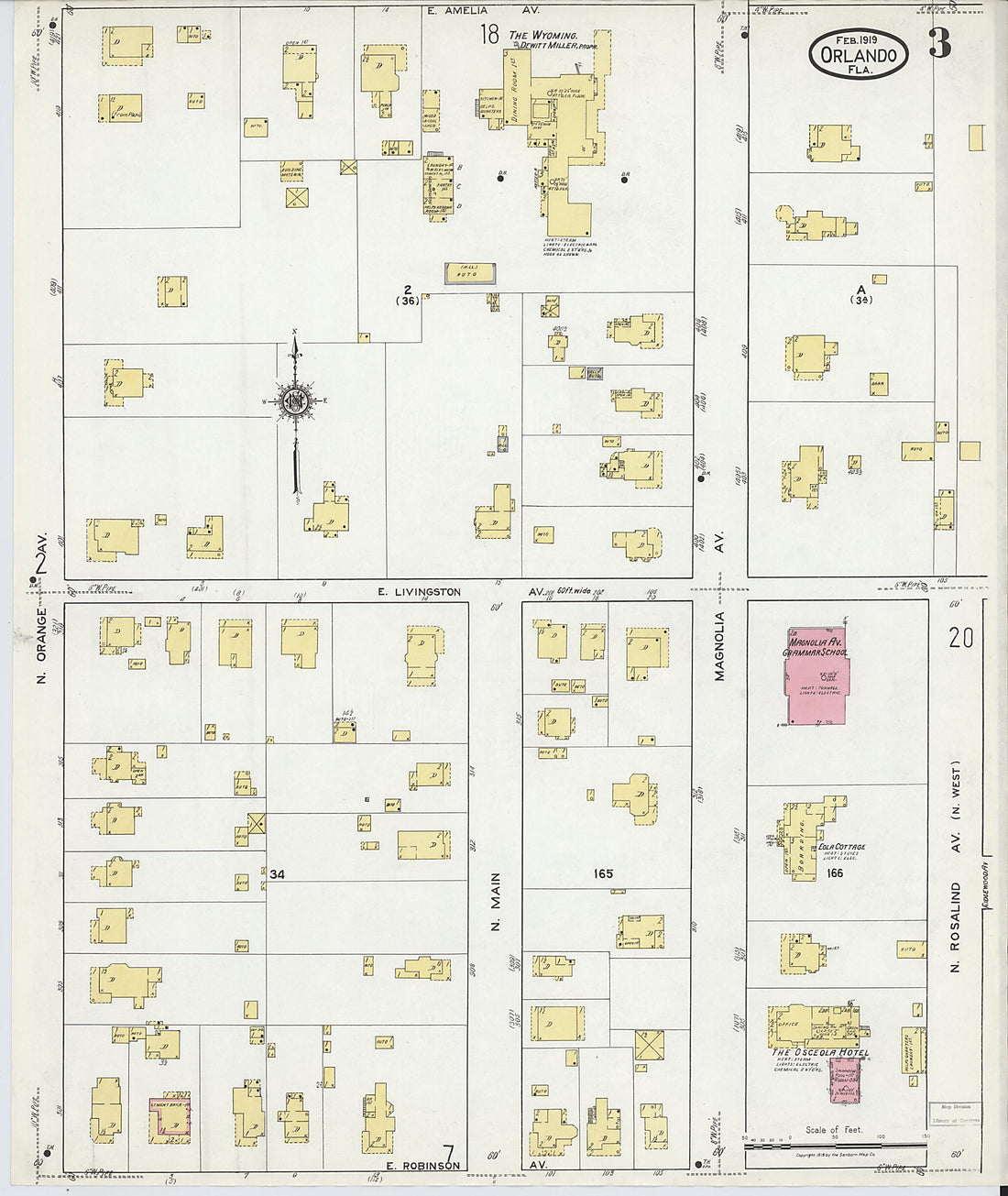 This old map of Orlando, Orange County, Florida was created by Sanborn Map Company in 1919