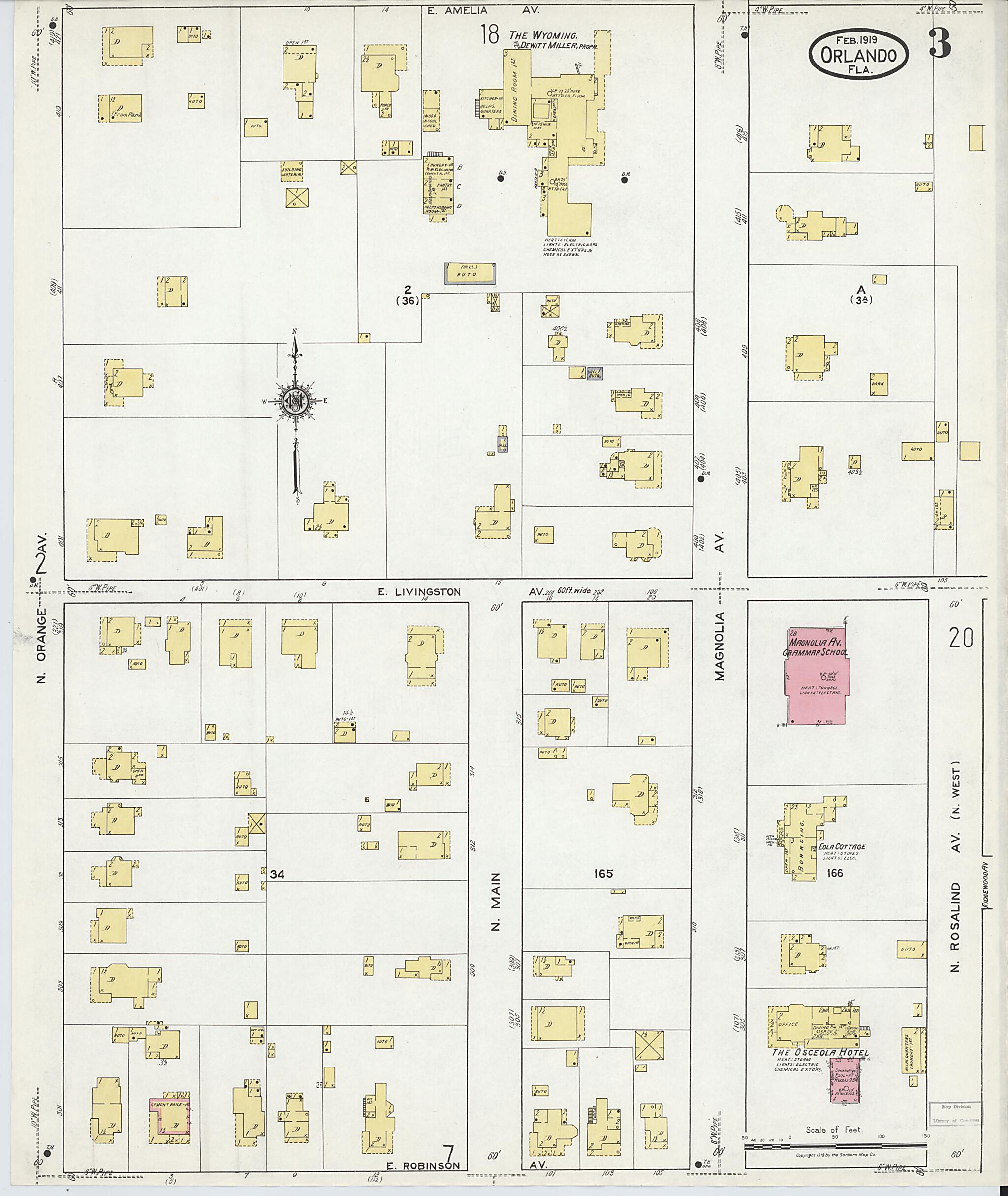 This old map of Orlando, Orange County, Florida was created by Sanborn Map Company in 1919