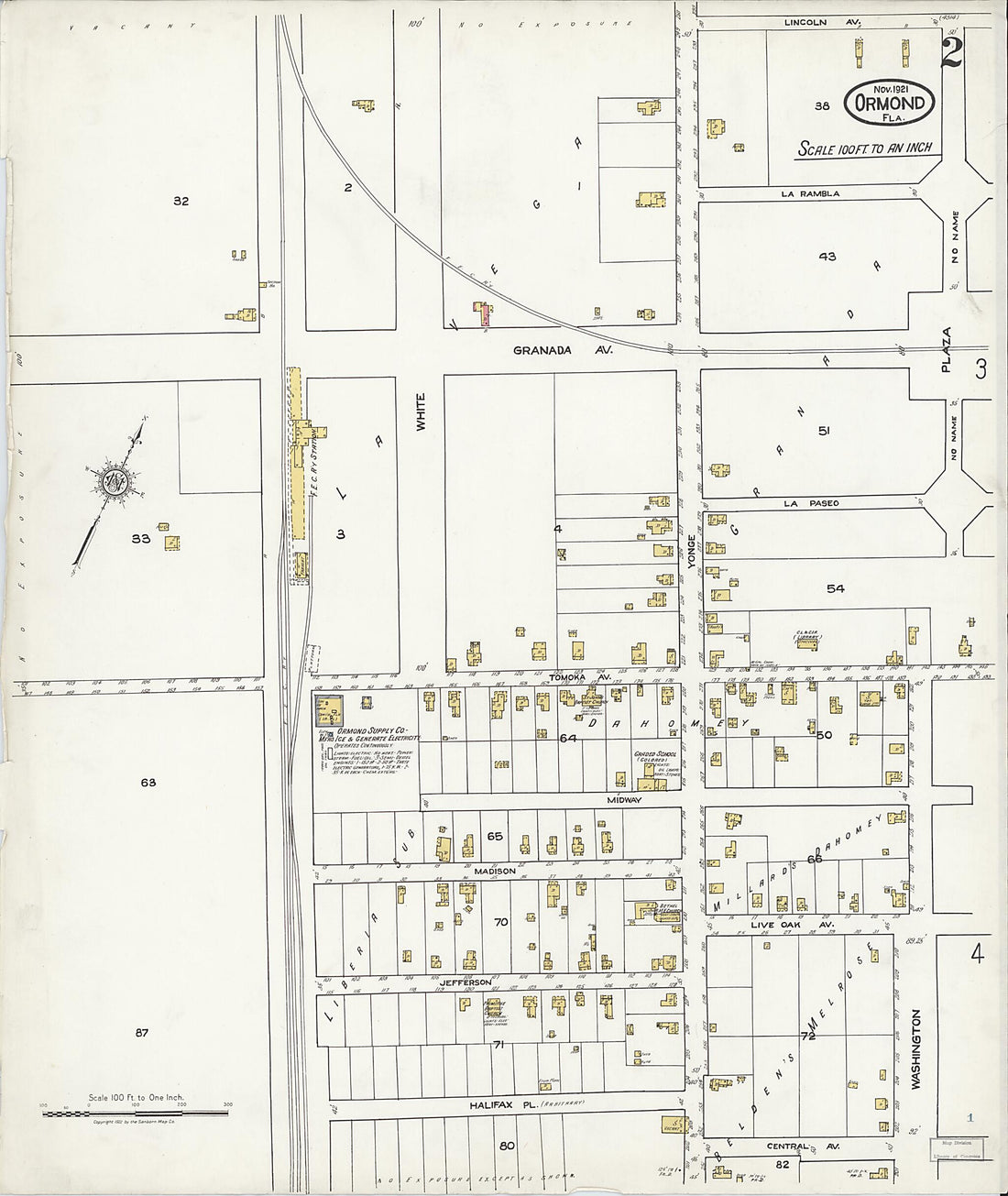 This old map of Ormond, Volusia County, Florida was created by Sanborn Map Company in 1921