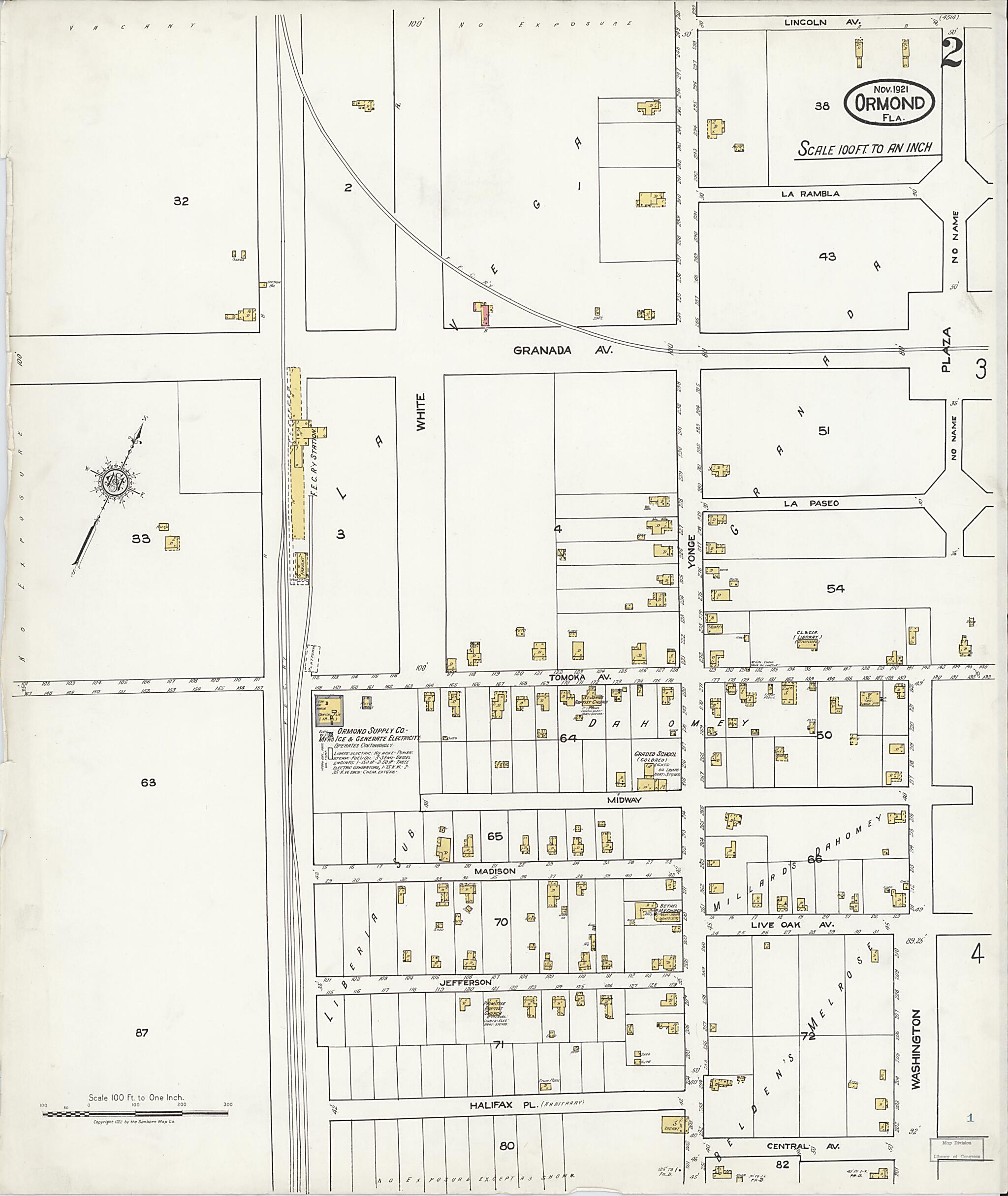 This old map of Ormond, Volusia County, Florida was created by Sanborn Map Company in 1921