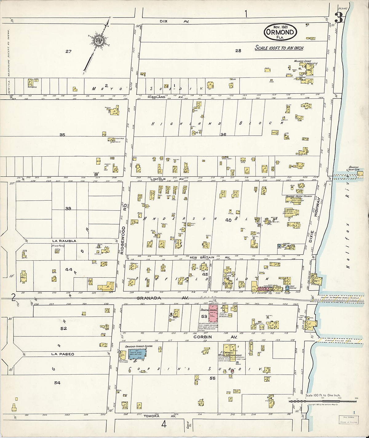 Ormond, Volusia County, Florida 1921 (Sheet 3 of 6) by Relic Map Company
