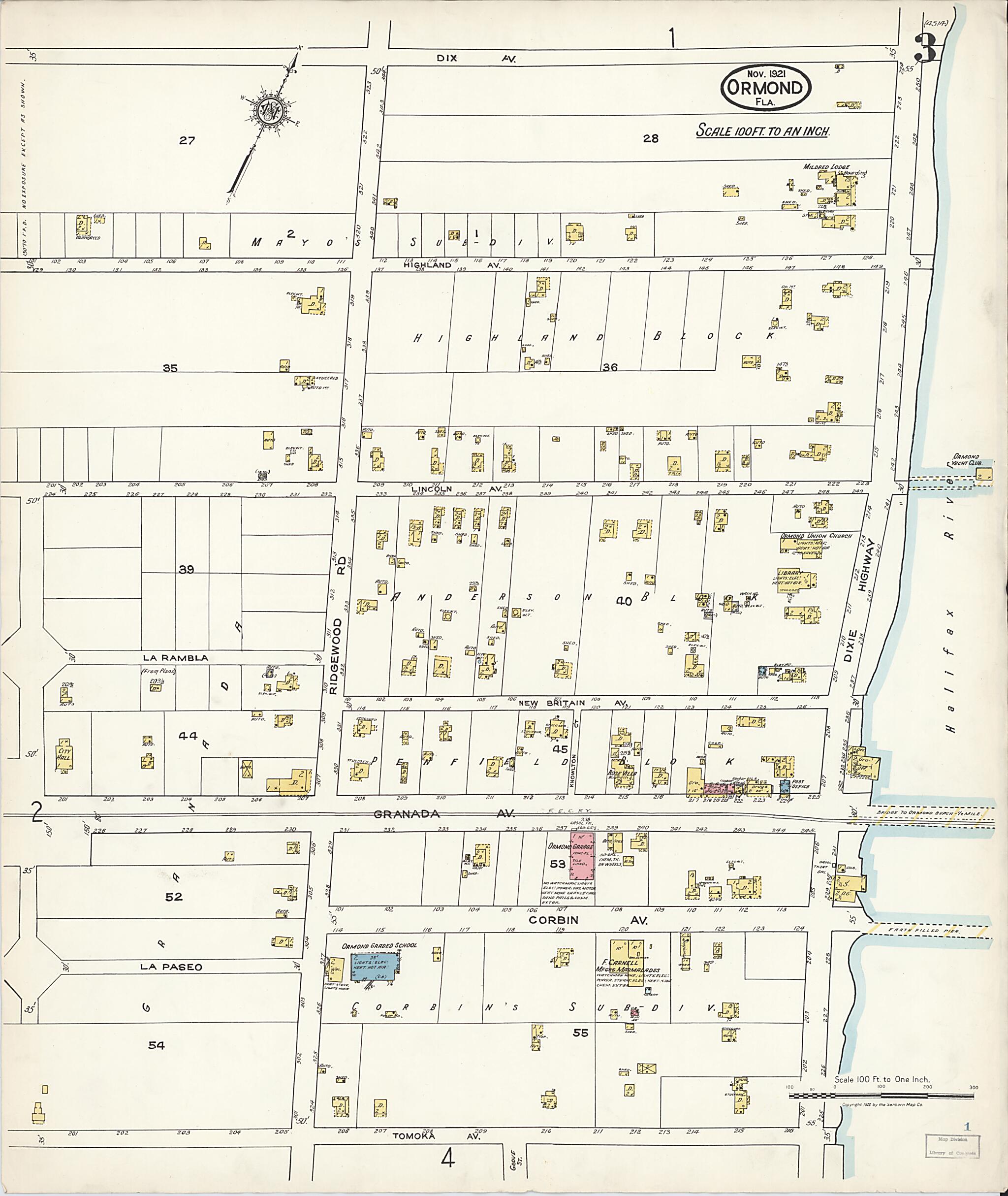 This old map of Ormond, Volusia County, Florida was created by Sanborn Map Company in 1921