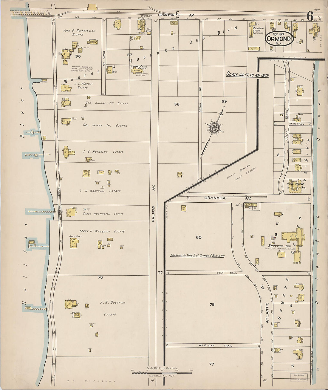 This old map of Ormond, Volusia County, Florida was created by Sanborn Map Company in 1921