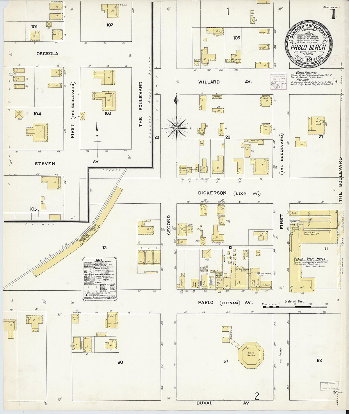 Pablo Beach, Duval County, Florida 1909 (Sheet 1 of 2) by Relic Map Company