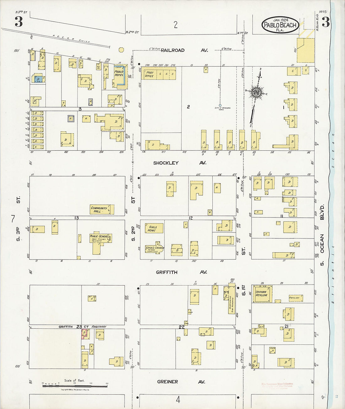 This old map of Pablo Beach, Duval County, Florida was created by Sanborn Map Company in 1924
