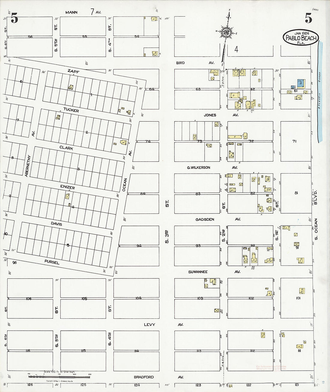 This old map of Pablo Beach, Duval County, Florida was created by Sanborn Map Company in 1924