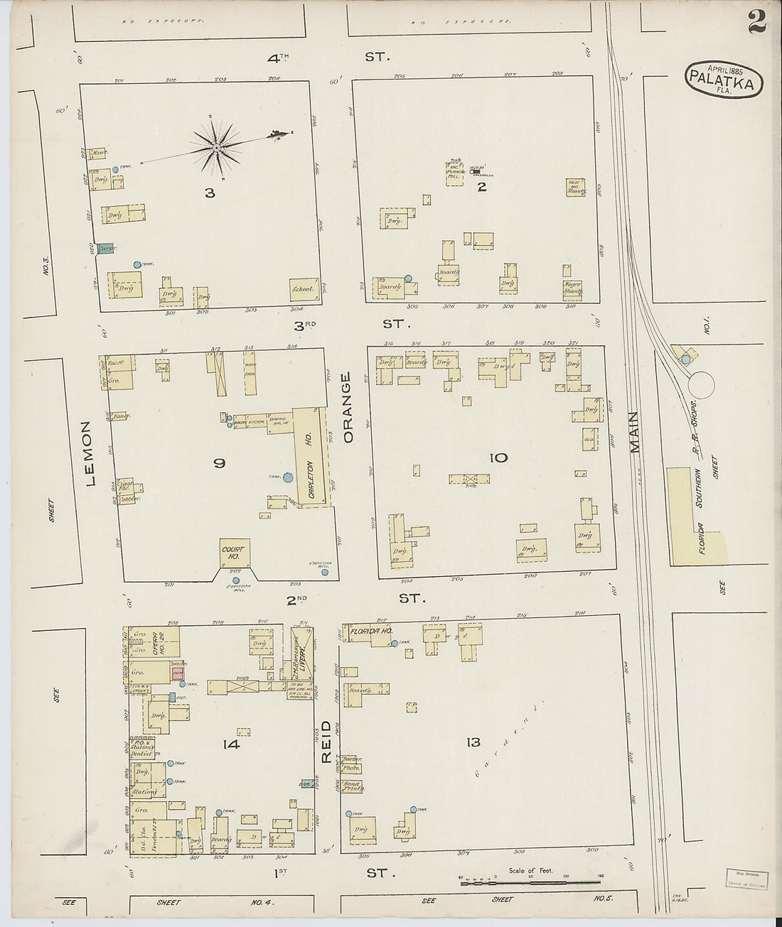 This old map of Palatka, Putnam County, Florida was created by Sanborn Map Company in 1885