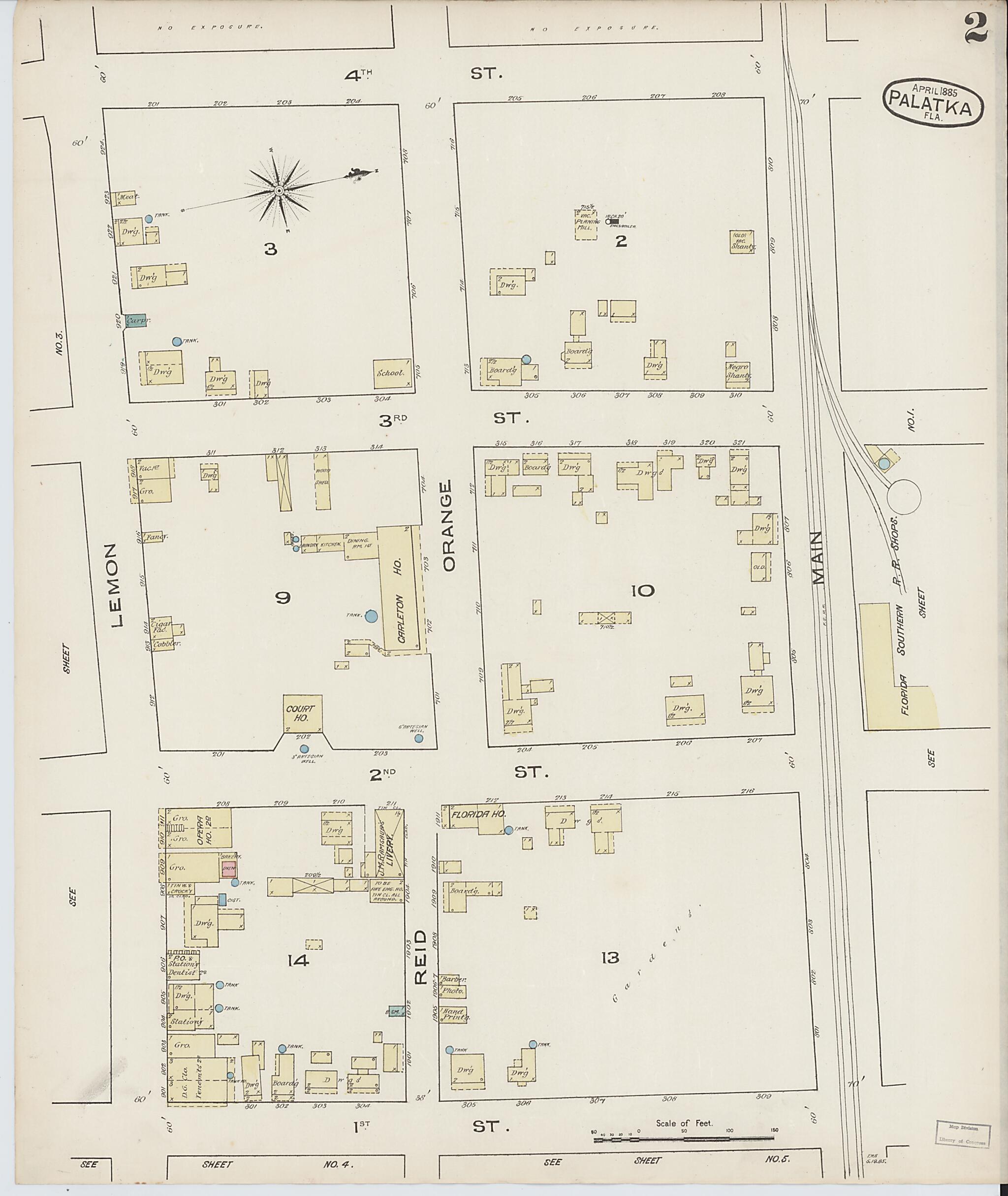 This old map of Palatka, Putnam County, Florida was created by Sanborn Map Company in 1885
