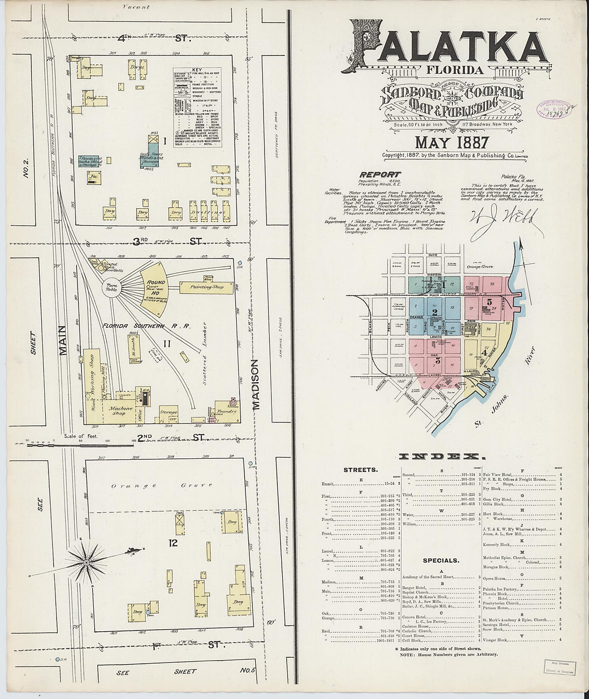 Palatka, Putnam County, Florida 1887 (Sheet 1 of 5) by Relic Map Company